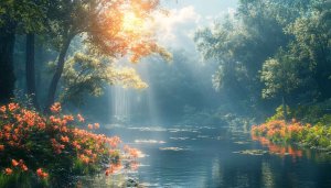 Mystical Forest Lake 4K Desktop Background, Free Nature Wallpaper