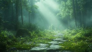 Sunlit Forest Path 4K Desktop Background Mobile Wallpaper Free