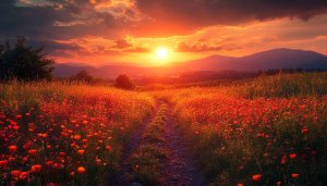 Poppy Field Sunset 4K Wallpaper, Free Mobile Backgrounds Download