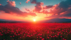 Vibrant Red Poppy Field Sunset 4K Desktop Wallpaper Background