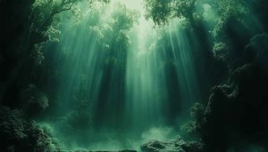 Lush Forest Sunlight Rays 4K Desktop Background Mobile Wallpaper