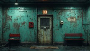 Grungy Abandoned Building Hallway Wallpaper 4K, Distressed Textures Background