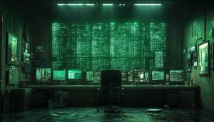 Matrix Style Coding Room Green Code Aesthetic 4K Wallpaper
