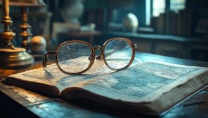 Vintage Glasses on Map Book 4K Desktop Wallpaper Background
