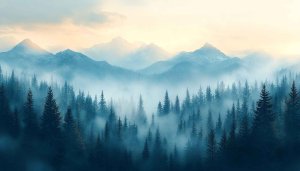 Foggy Mountain Landscape Wallpaper Free 4K Desktop Background Aesthetic