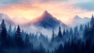Mountain Forest Scenery 4K Desktop Wallpaper Free Background