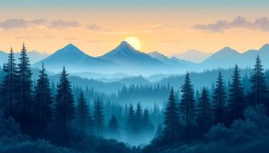 Peaceful Mountain Range Sunset Scenery 4K Desktop Mobile Wallpaper