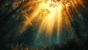 Sunlit Forest 4K Background - Golden Light Desktop Wallpaper