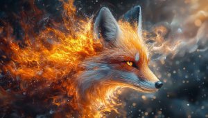 Fiery Fox 4K Wallpaper - Fantasy Animal Mobile Background