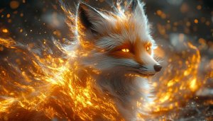 Fiery Fox 4K Wallpaper: Mythical Creature Art for Desktop Background