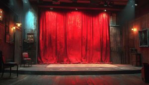Vintage Theatre Stage with Red Curtains Free 4K Desktop Wallpaper