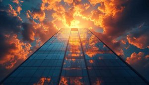 Skyscraper Sunset Reflection Mobile Wallpaper Free Beautiful Background