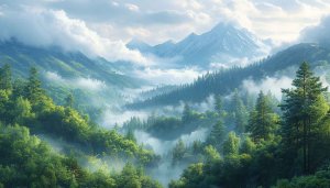 Lush Mountain Forest Landscape 4K Desktop Background Mobile Wallpaper