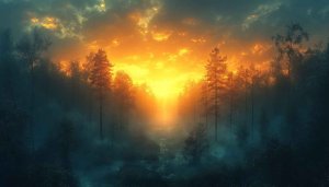 Golden Hour Forest 4K Desktop Background Mobile Phone Wallpaper