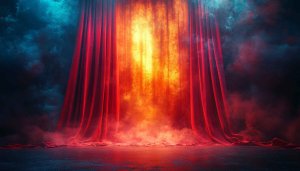 Dramatic Red Stage Curtains 4K Desktop Background Aesthetic Wallpaper