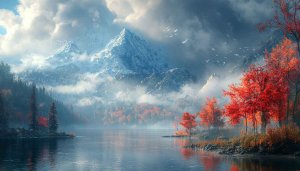 Autumn Lake Mountain 4K Desktop Wallpaper, Free Nature Background