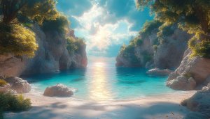 Turquoise Paradise Beach 4K Desktop Wallpaper Peaceful Ocean View