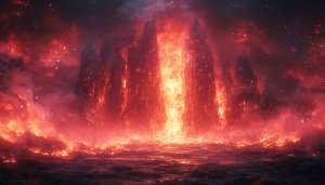 Epic Volcanic Landscape 4K Desktop Wallpaper, Red Lava Ocean Background