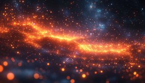 Orange Glowing Particle Nebula Space 4K Desktop Wallpaper