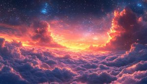Dreamy Sunset Clouds Stars 4K Desktop Background Free Mobile Wallpaper