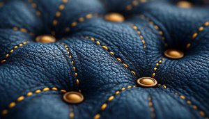 Tufted Blue Leather Wallpaper, Decorative Texture, Premium 4K Background