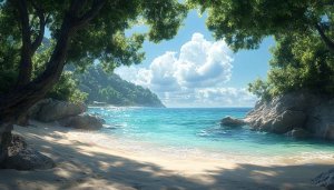 Beautiful Tropical Beach Scenery 4K Desktop Mobile Wallpaper Free