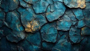 Blue and Gold Rock Texture Aesthetic Mobile Wallpaper HD