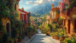 Charming Italian Village Street 4K Desktop Background Mobile Wallpaper