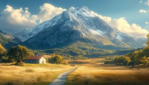 Snowy Mountain Valley Landscape 4K Desktop Background Mobile Wallpaper