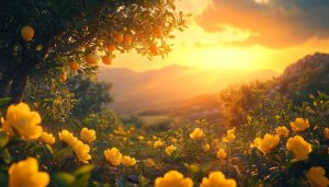 Golden Sunset Yellow Flowers 4K Wallpaper Mobile Background