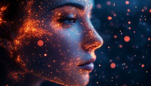 Sparkling Galaxy Woman Face Art 4K Desktop Mobile Wallpaper