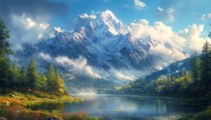 Snowy Mountain Lake Scenery Mobile Backgrounds Free Desktop Wallpaper