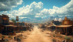 Wild West Town 4K Desktop Background - Cowboy Era Wallpaper