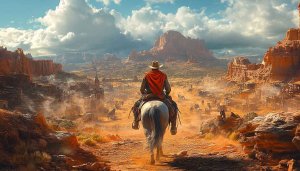 Western Cowboy on Horseback 4K Desktop Background Free Wallpaper