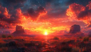 Monument Valley Sunset 4K Desktop Wallpaper, Free Dramatic Sky Background