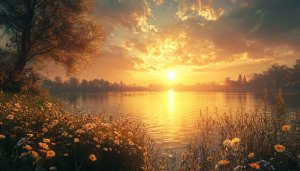 Golden Sunset Lake Wallpaper 4K Desktop Backgrounds Free