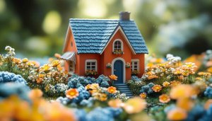 Miniature House Wallpaper: Dreamy Floral Cottage Mobile Background Free