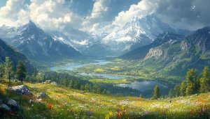 Scenic Mountain Valley 4K Wallpaper For Desktop and Mobile Use