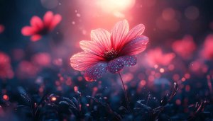 Pink Flower Sparkle Wallpaper, Aesthetic Floral Background, Free Mobile Wallpaper
