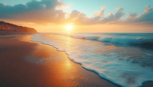 Calm Ocean Sunset Beach 4K Desktop Background Mobile Wallpaper