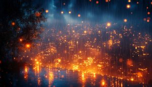 Rainy Cityscape Night 4K Mobile Wallpaper Free Background Download