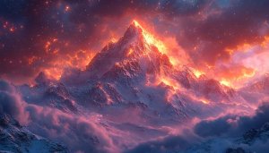 Fiery Mountain Peak Wallpaper 4K Desktop Background Free Image
