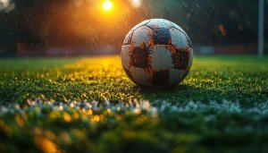 Rainy Soccer Ball Wallpaper 4K Football Field Desktop Background