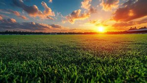 Lush Green Field Sunset 4K Desktop Background Mobile Wallpaper