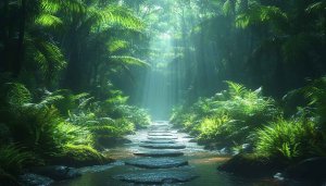 Lush Jungle River Pathway Wallpaper 4K Desktop Background Free