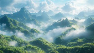 Lush Green Mountains and Mist Scenery 4K Desktop Wallpaper