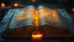 Ancient Glowing Book Aesthetic Wallpaper 4K Desktop Background Free