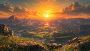 Zelda Breath of the Wild Sunset Landscape 4K Desktop Wallpaper