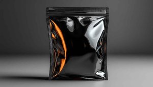 Modern Metallic Pouch Aesthetic 4K Desktop Background Shiny Black Wallpaper