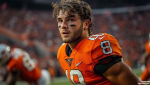 American Football Player Orange Jersey Mobile Wallpaper Free 4K
